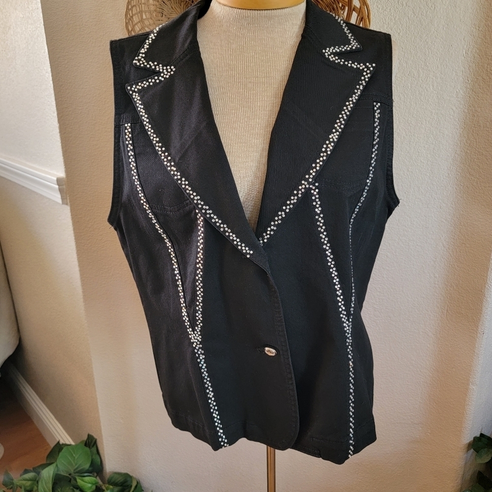 Katina Marie Rhinestone Bling Vest  SZ L Western